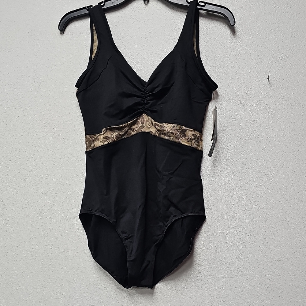 Black Leotard With Mesh Accent Size 7 XL